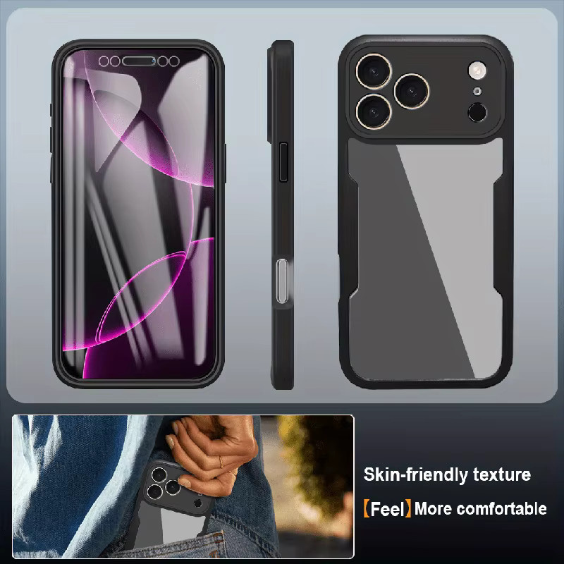 Stoßfeste 360-Grad Ganzkörper-Schutzhülle für iPhone Modelle in Schwarz von ZEKS - Bild 5