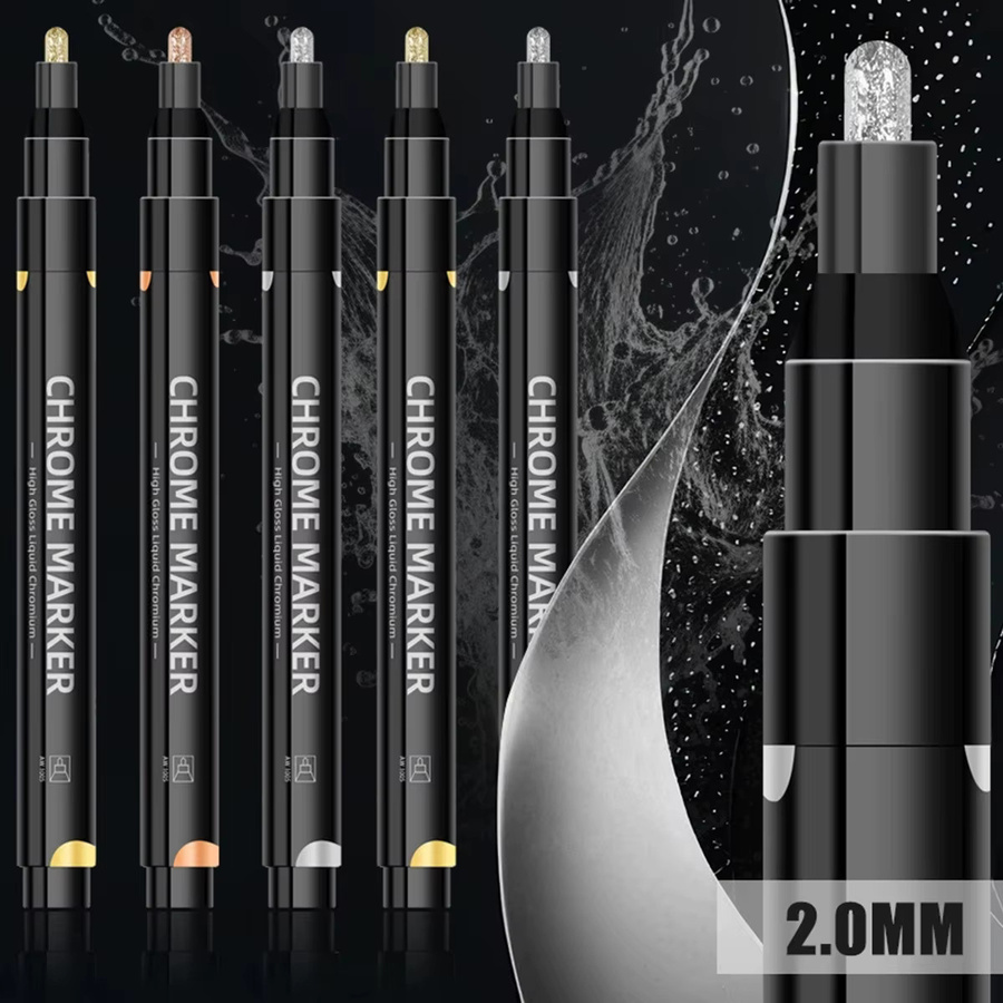 Haile Metallic Marker Chrom Silber mit 2 mm Spitze, wasserfester Permanent Marker für Glas, Keramik und Stein - Bild 5