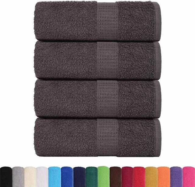 vidaXL Waschhandtücher FROGN 4-teiliges Set aus 100% Baumwolle in Anthrazit, Breite: 30 cm, Höhe: 30 cm - Bild 1
