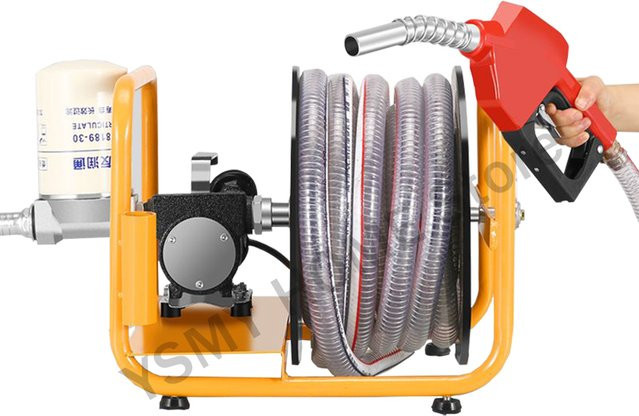 Elektrische Kraftstoffförderpumpe für Dieselöl mit selbststoppendem Spiralschlauch in Gelb - Bild 1