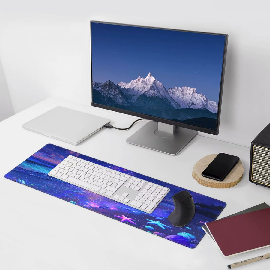 Großes Gaming-Mauspad mit Strandmotiv in Multicolour, XL Schreibtischunterlage mit genähten Kanten für Gamer und das Heimbüro - Bild 6