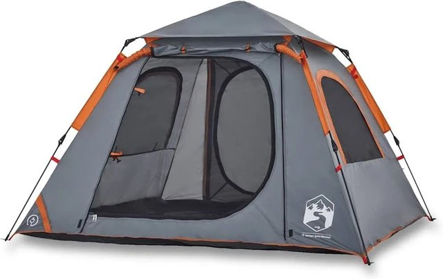 vidaXL Kuppel-Campingzelt für 4 Personen in Grau und Orange mit Quick Release System - Bild 1