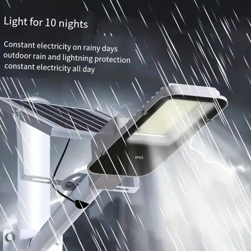 YQCHEZI Solar LED Außenlampe 200W, Wasserdichte Solar-Straßenlampe und Wandleuchte für den Garten in Schwarz mit Kaltweißem Licht - Bild 3