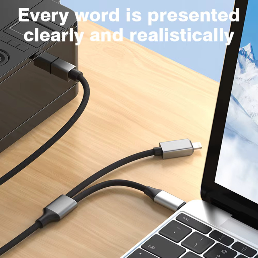 Byscoon Lightning auf USB-B 2.0 MIDI Kabel in Schwarz für MacBook Pro und Digitalpiano wie Yamaha oder Casio, geflochtenes Nylon - Bild 2