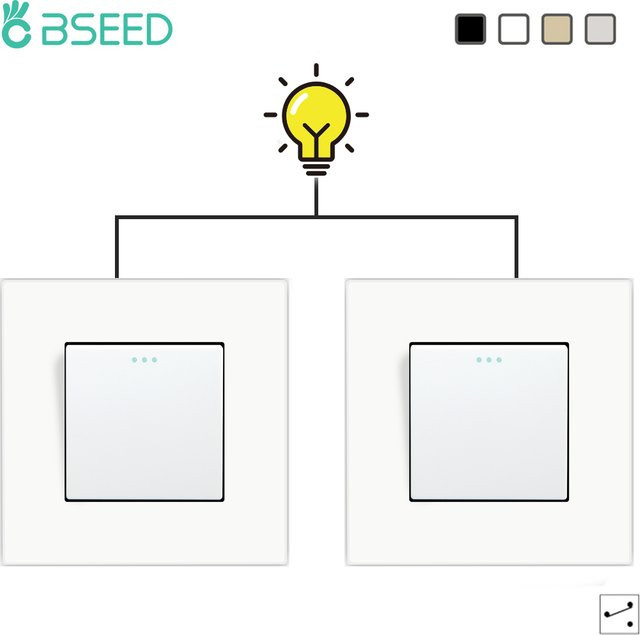 BSEED 2er-Pack Lichtschalter Set aus Kunststoff für Treppenhäuser, 1/2/3-Gang und 2-Wege Ausführung, 10A 250V, in Schwarz oder Weiß - Bild 1