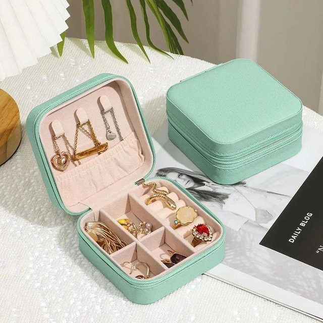 Love Home Garden Schmuck Organizer, Reise Schmuck Box, Leder, grün, Unisex - Bild 1