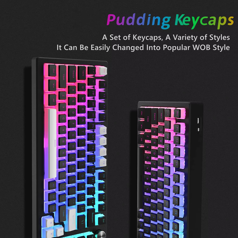 Letter Drive Pudding PBT Double Shot Keycaps Set in Weiß, OEM-Profil für 100%, 75%, 65%, 60% Gaming Mechanische Tastaturen, 129 Tasten - Bild 2