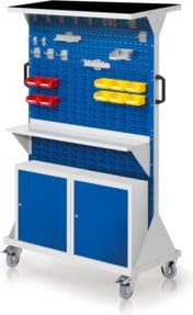 Kappes RasterMobil Rollbarer Schrank Größe 4 in Grau und Blau mit 2 Lochplatten und 6 Schlitzplatten, Höhe: 162 cm - Bild 1