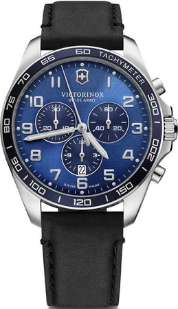 Victorinox Chronograph, Quarz, Edelstahl, 42 mm, Leder, Herren