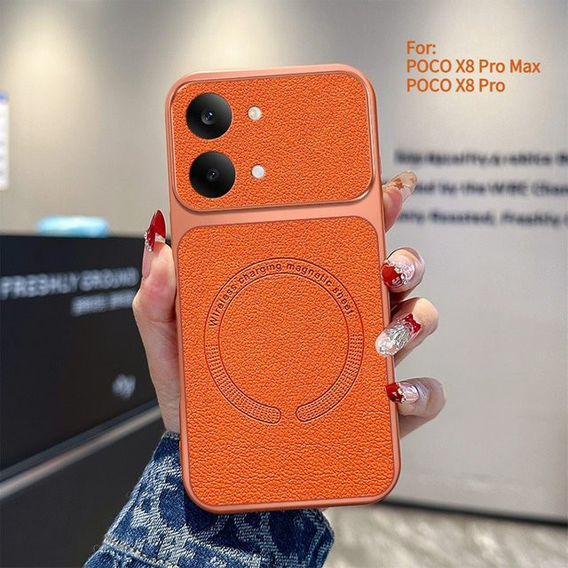 Xiaomi Schutzhülle für POCO X8 Pro und POCO X8 Pro Max mit Lychee-Muster, magnetisch, ultradünn, Farbe: Schwarz - Bild 1