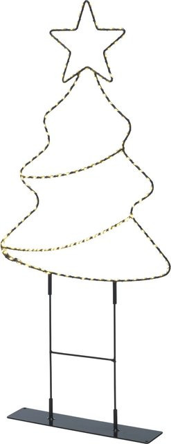 Metall-Lichtfigur Tanne in Schwarz mit 180 Mini-LEDs in Warmweiß, Höhe: 67,5 cm, Breite: 30 cm - Bild 1
