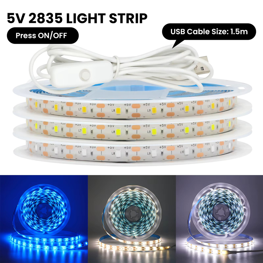 XUNATA USB-LED-Streifenlicht mit Dimmerschalter, Warmweiß, Wasserdichtes flexibles LED-Band mit 60 SMD LEDs für Unterschrankbeleuchtung - Bild 5