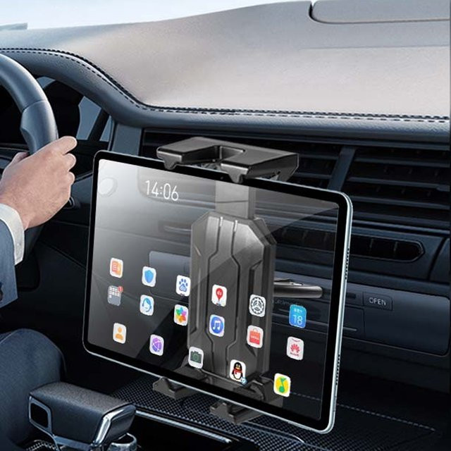 Auto-CD-Schlitz-Tablet-Halterung in Schwarz für 4-14 Zoll Geräte, Telefonhalterung und Armaturenbrett-Bildschirmständer für Navigation und Reisen - Bild 1