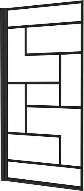 AICA Badewannenfaltwand in Schwarz Kariert aus Glas, Breite: 80 cm, Höhe: 140 cm, Stärke: 4 mm - Bild 1