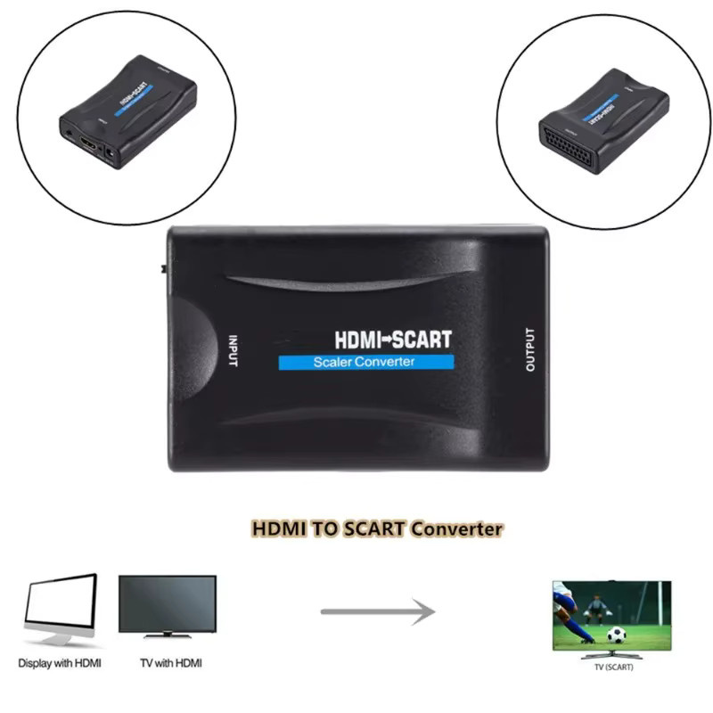 GRWIBEOU HDMI-zu-SCART Audio-Video-Adapter in Schwarz für HDTV, Sky Box und DVD - Bild 3