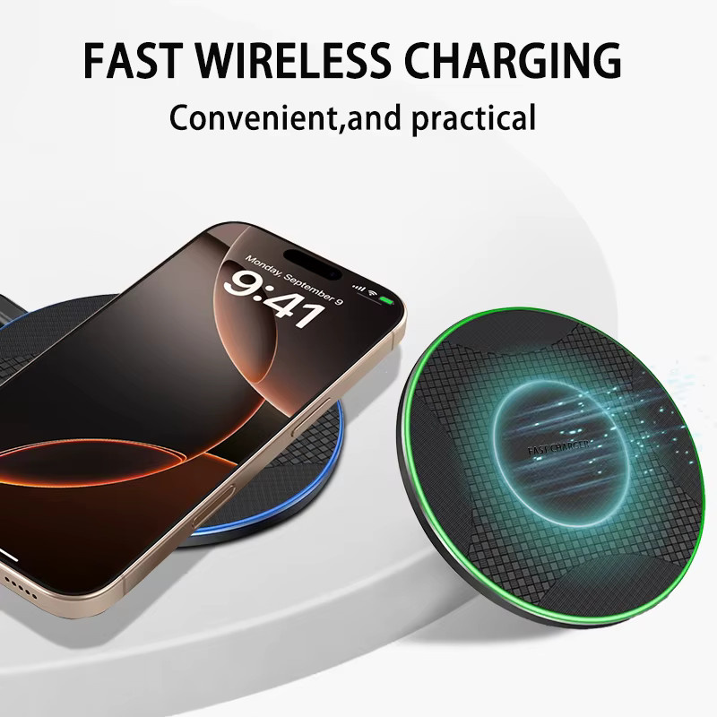 VIKEFON LED Drahtloses Schnellladegerät Pad für iPhone, Samsung und Xiaomi sowie AirPods Pro 2 in Schwarz oder Weiß - Bild 3