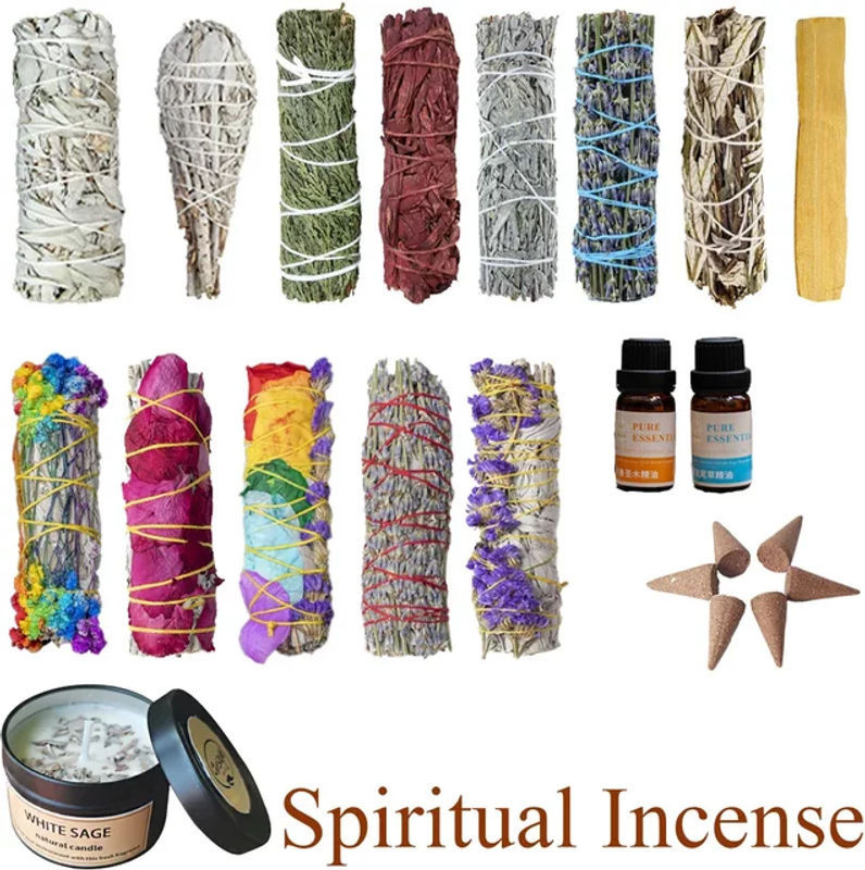 HQ White Sage Bundle und Kerze California Smudge Stick Set zur Energiereinigung und Aromatherapie in Weiß und Schwarz - Bild 1