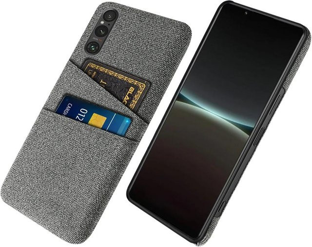 Sony Xperia 1 V Hülle aus Stoff mit Dual-Kartenabdeckung in Grau - Bild 1
