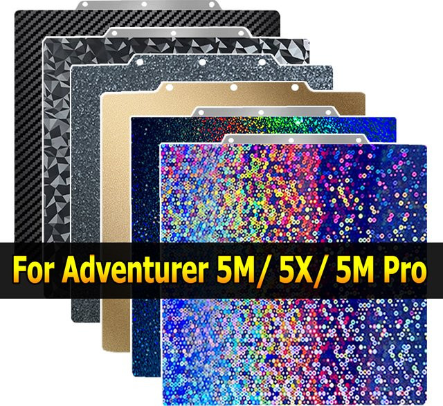 Flashforge Doppelseitiges PEI Federstahlblech für Adventurer 5M, 5M Pro und 5X, Schwarz, B: 23,5 cm x T: 23,5 cm - Bild 1
