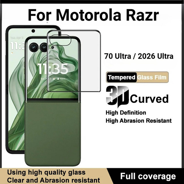 3D gebogene Displayschutzfolie aus Glas für Motorola Razr 2026 70 Plus Ultra, transparente oleophobe Vollbild-Klebe-Displayschutzfolie - Bild 1