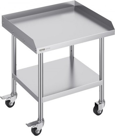 VEVOR Arbeitstisch aus Edelstahl in Silber mit Lenkrollen für die Lebensmittelzubereitung, B/T/H: 61,0 x 71,1 x 76,2 cm - Bild 1