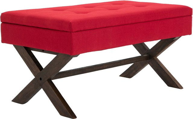 TPFLiving Sitzbank Nero in Schwarz und Rot mit Stoffbezug, B/T/H: 136 x 57 x 51 cm - Bild 1