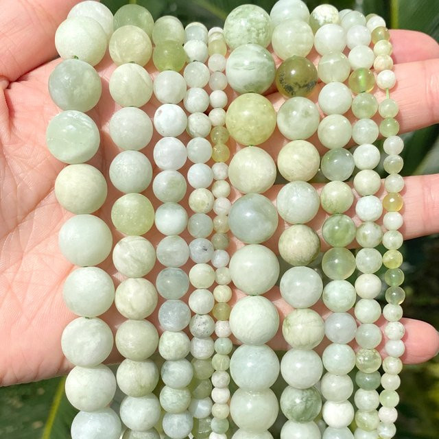 Jade Chalcedon Perlen, Grüne Traube, Matte Glatte Runde Spacer, Unisex - Bild 1