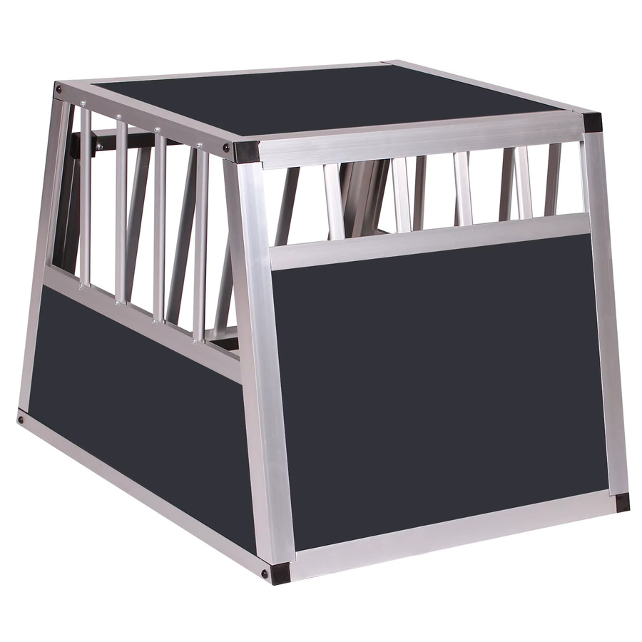 EUGAD Aluminium-Transportbox für Hunde und Katzen, atmungsaktiver Haustierkäfig für Innen und Außen, Grau, B/T/H: 69 x 54 x 50 cm - Bild 2