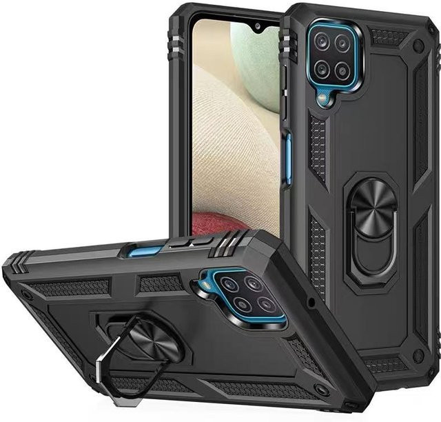 Hybrid-Schutzhülle mit Ringhalter für Samsung Galaxy Note 10 Lite, A12, M52, A51, A71, A53, A72 in Schwarz und Silber - Bild 1