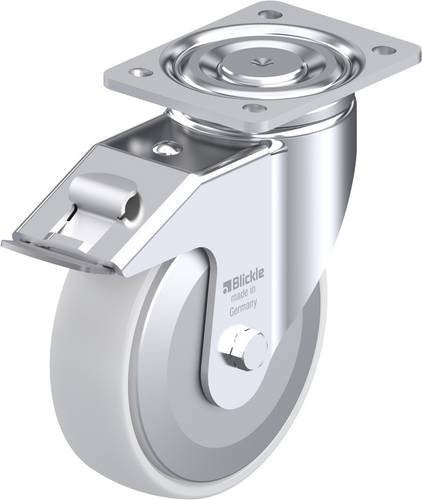 Blickle Lenkrolle 750035 LH-PO 175G-FI-FA mit Feststeller in Silber und Weiß, Rad-Durchmesser: 175 mm, Tragfähigkeit: 500 kg - Bild 1