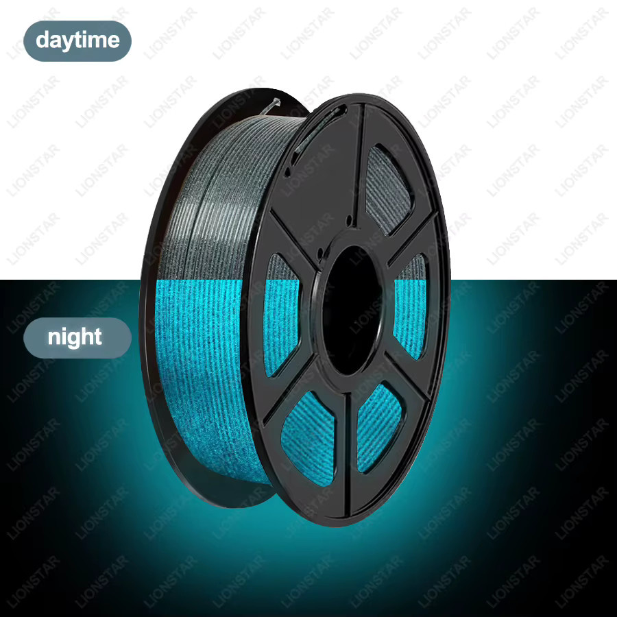 EasyThreed PLA-Filament für FDM 3D-Drucker, 1,75 mm, leuchtet im Dunkeln, Blau mit grünem Glitzer, 1 kg Spule - Bild 2