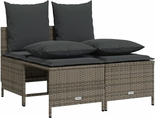 vidaXL 4-teilige Garten-Sofagarnitur aus grauem Poly-Rattan mit Kissen und pulverbeschichtetem Stahlgestell - Bild 1