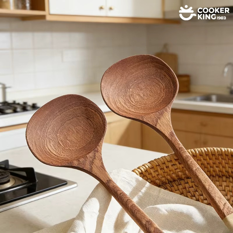 Cooker King Pilzförmiger Bratspatel aus Holz in Braun, Durchmesser: 35 cm - Bild 2