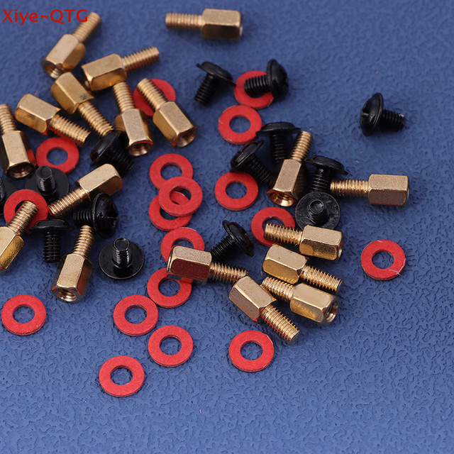 60 Stück Messing-Abstandshalter Set für PC-Gehäuse und Motherboard mit 6-32 und M3 Schrauben sowie Isolierunterlegscheiben, Farbe: Gold - Bild 1