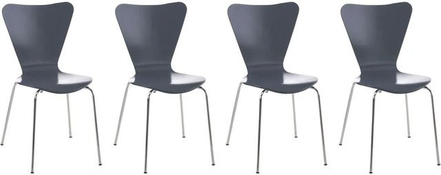 CLP 4er Set Konferenzstühle Calisto Grau mit Stoffbezug und stapelbarem Design - Bild 1