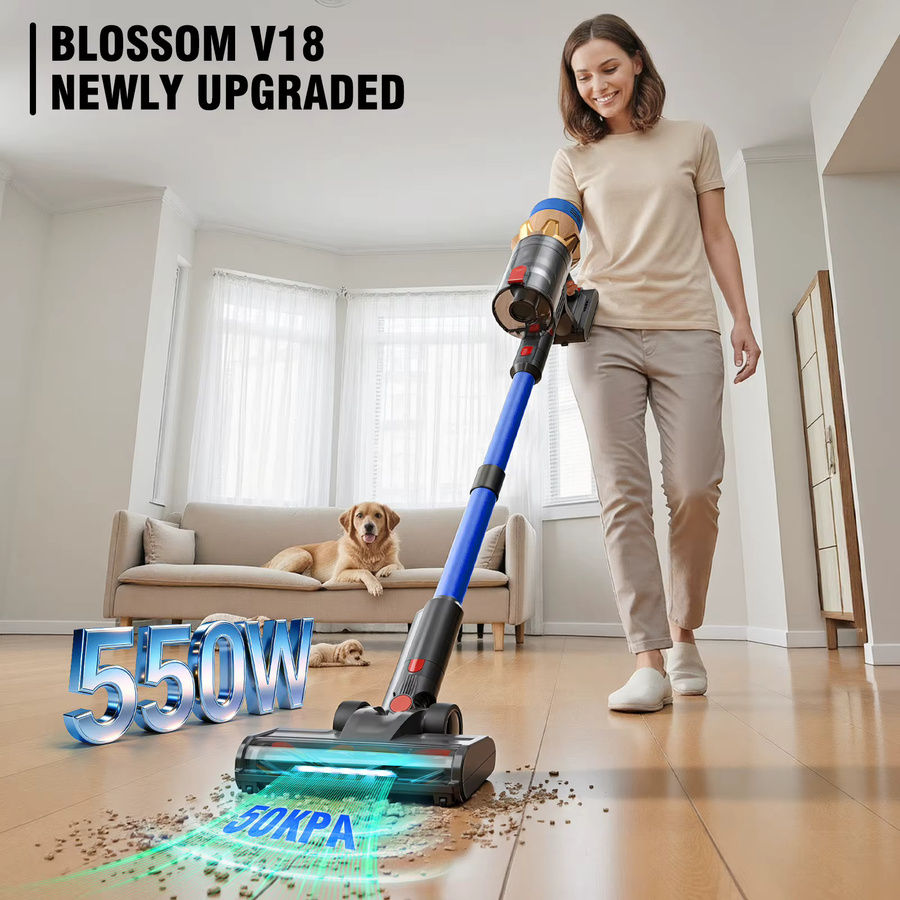 Blossom V18 550W Akku Staubsauger in Purple mit 50KPA Saugleistung, LED Display, Anti-Wickel Bürste und 1,5l Staubbehälter für Tierhaare, Hartböden und Teppiche - Bild 4