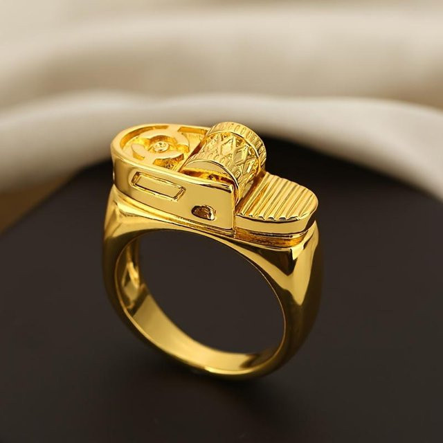 Lucky Star Jewelry Ring, Kupfer, Gold, Herren, Simulationsfeuerzeug-Design - Bild 1