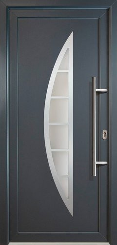 Meeth Aluminium-Haustür Signum Alu in Grau mit satiniertem Glaseinsatz, nach innen öffnend, ohne Türgriff, Höhe: 208,0 cm, Breite: 98,0 cm - Bild 1