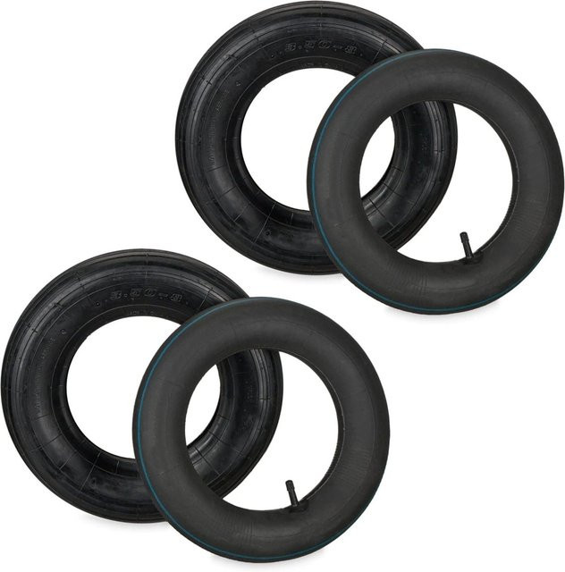 Relaxdays Schubkarrenrad 2er Set aus Gummi in Schwarz mit Schlauch, Durchmesser: 37 cm, Breite: 8,5 cm - Bild 1