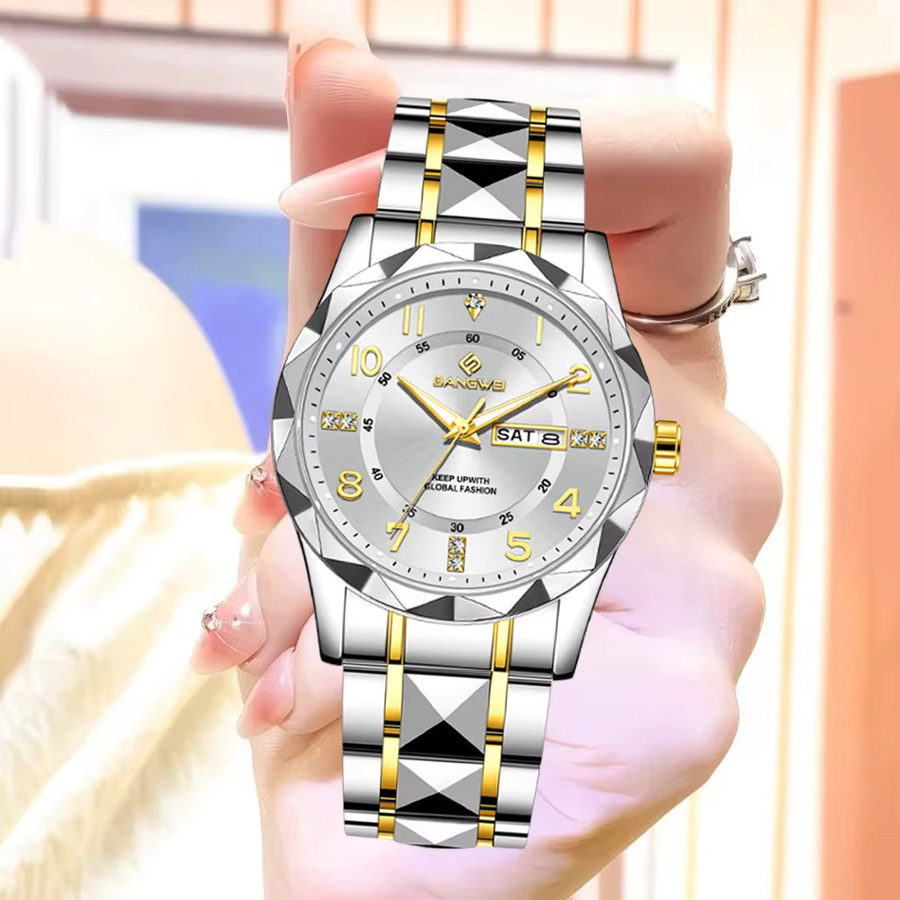 BANGWEI Armbanduhr Chronograph, Quarz, Edelstahl, Bicolor, Damen - Bild 2