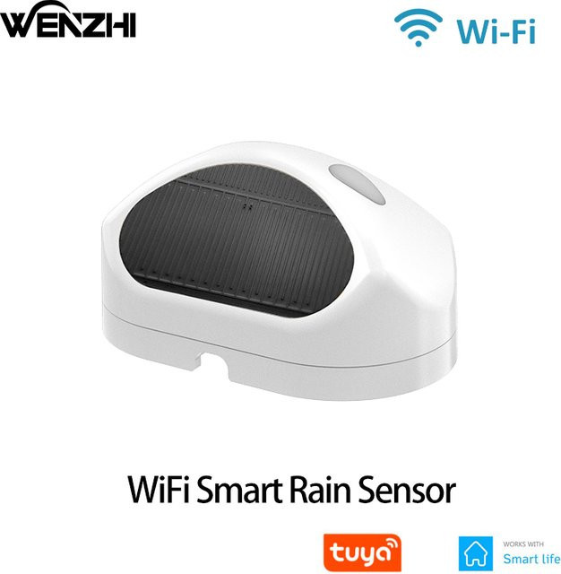 WiFi-Regensensor zur Regenerkennung in Weiß, batteriebetrieben mit Tuya Smart Life App-Steuerung für deine Hausautomation - Bild 1