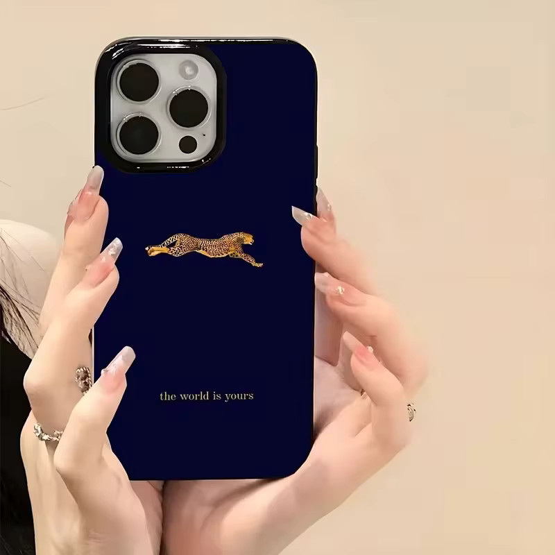 Tiefblaue Handyhülle mit Leopardenmuster aus Soft TPU für Apple iPhone Modelle - Bild 6
