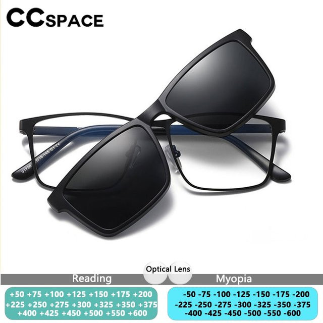 CCspace Magnet-Clip-On-Brillengläser, Herren, schwarz, Vollrand, polarisiert - Bild 1