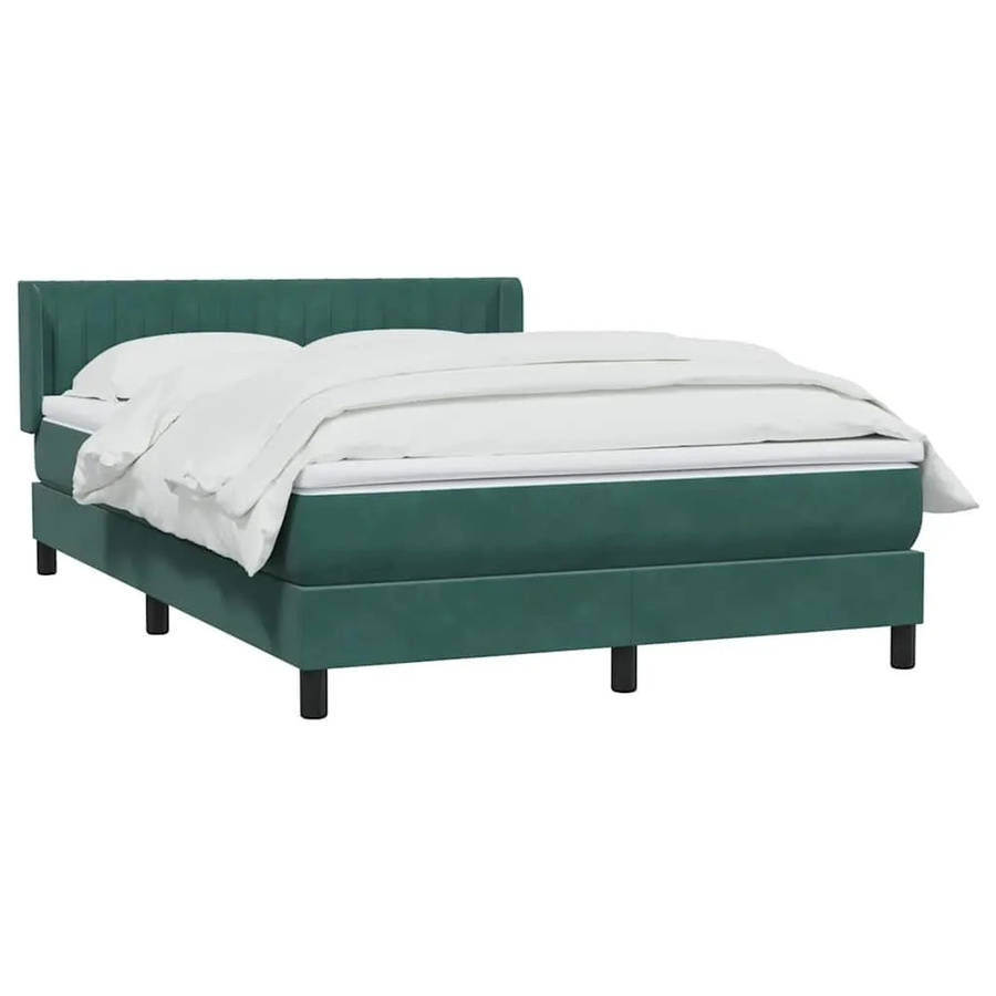 vidaXL Boxspringbett mit Matratze aus Samt in Dunkelgrün, Hybrid-Design mit Taschenfederkern, B/T: 160 x 220 cm - Bild 2