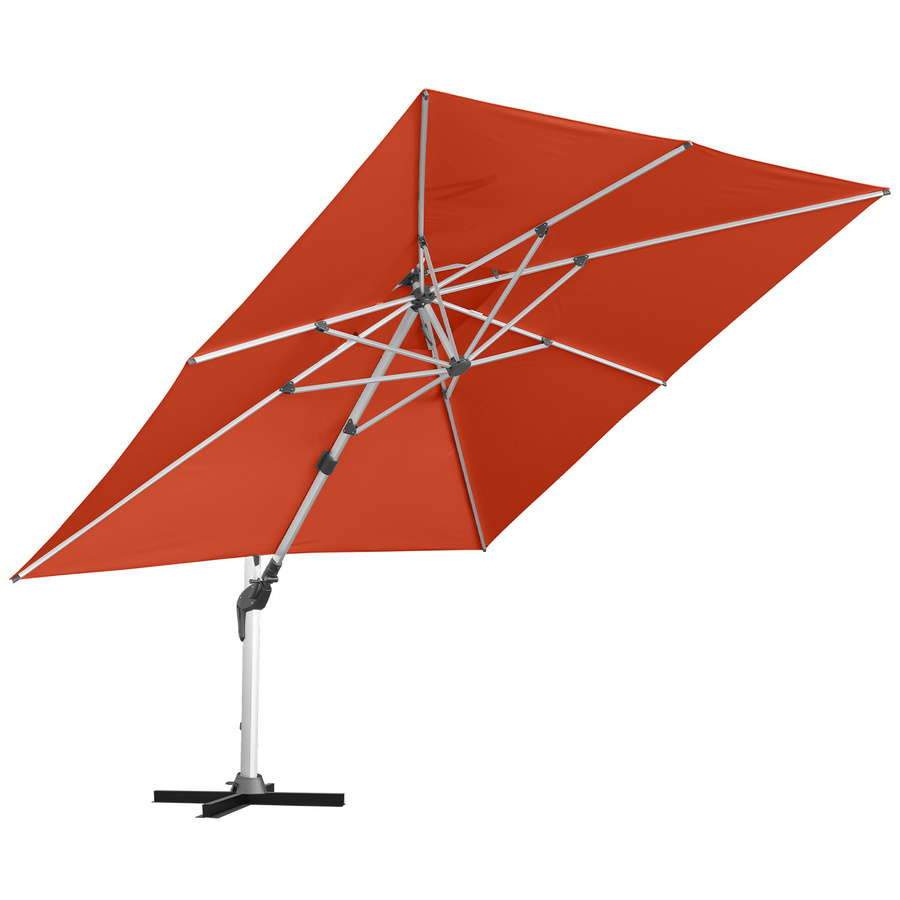 Anndora Ampelschirm quadratisch in Terracotta Rot mit Aluminiumgestell und Polyester-Doppeldach, B/T: 3,5 x 3,5 m - Bild 1