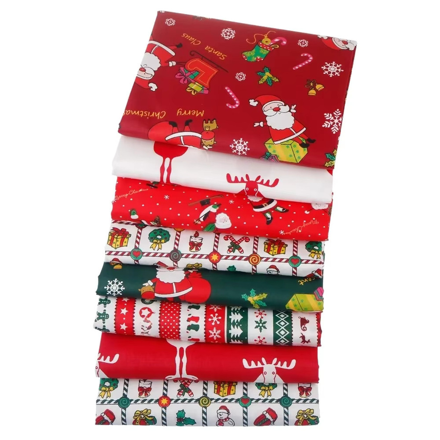 8-teiliges Set gesteppter Weihnachtsstoff mit Weihnachtsmuster zum Nähen und für DIY-Projekte - Bild 2