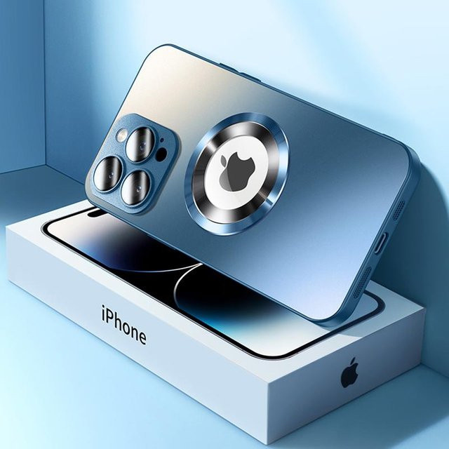Lolozzx Magnetische Hülle mit Kameraschutz für iPhone 14 in Blau, Matte Stoßfeste MagSafe Schutzhülle - Bild 1