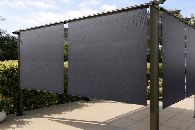 OUTFLEXX 2er Vorhangset Anthrazit aus Polyester, UV-beständig und witterungsbeständig, B: 170 cm, H: 150 cm - Bild 1