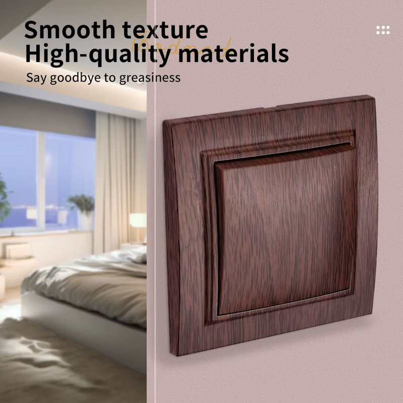 WESA 1-fach 1-Wege-Wandschalter in Braun mit matter Holz-Optik und flammhemmendem Kunststoffpanel - Bild 2