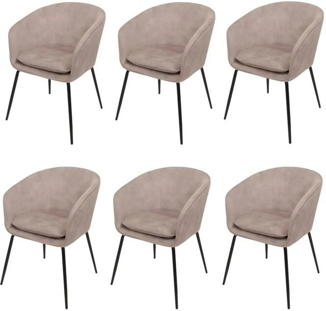MCW Esszimmerstuhl O28 6er-Set in Taupe/Beige mit Metallgestell - Bild 1